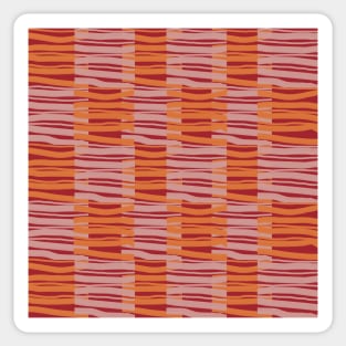 Contemporary Retro Orange Pink Burgundy Abstract Fibres Pattern Sticker